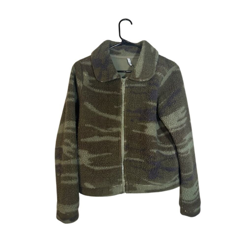 Z Supply Green Camo Fleece Full Zip Jacket Women’s XS